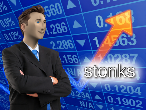 stonks4 man in a black suit and blue tie